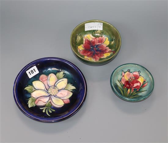 Three Moorcroft dishes